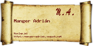 Manger Adrián névjegykártya