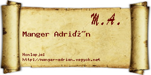 Manger Adrián névjegykártya